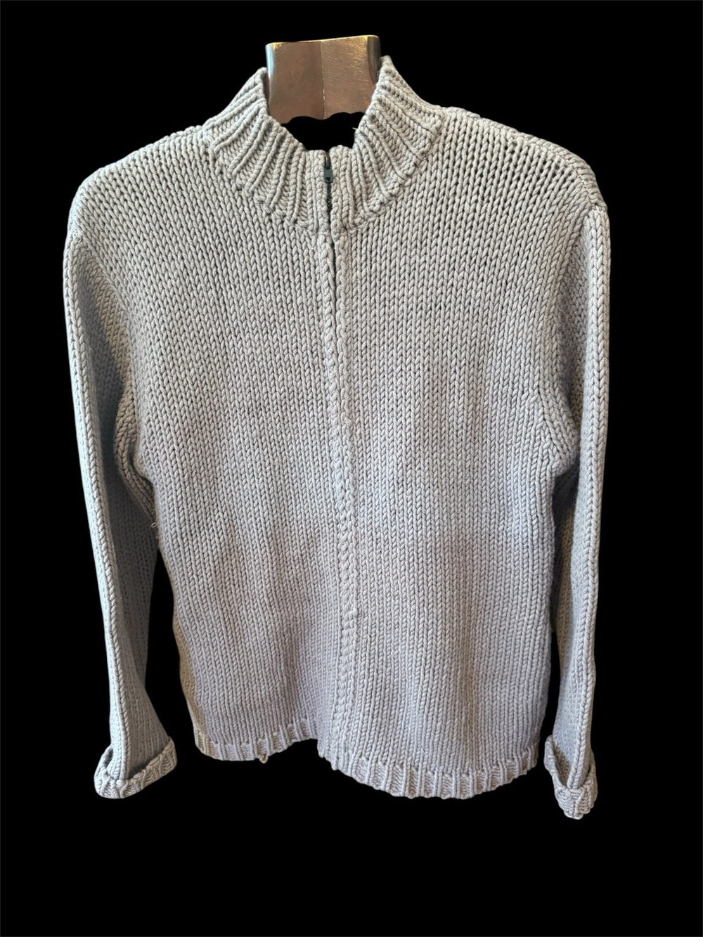 Classic men wool mix  Zip-Front Knit Sweater - Light Gray-lilac size S like new